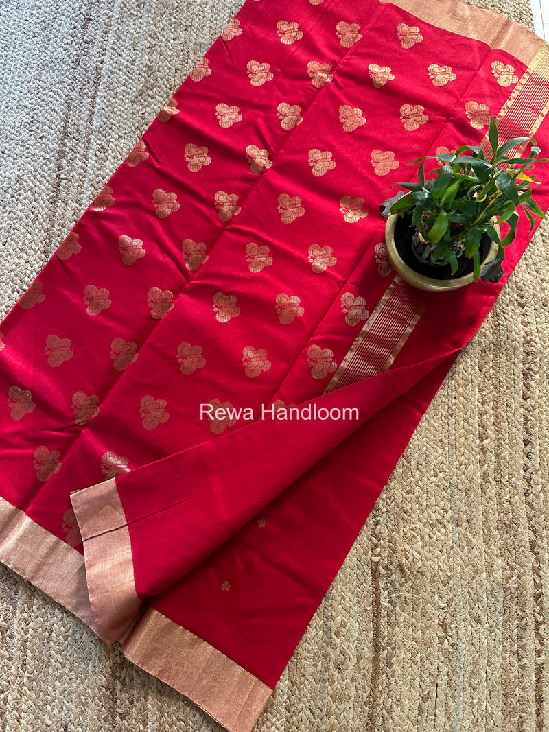 Red Chanderi Butta Silk Saree BSC034