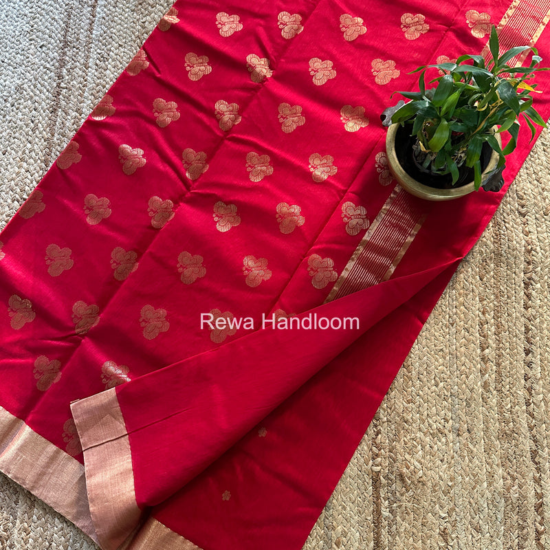 Red Chanderi Butta Silk Saree BSC034