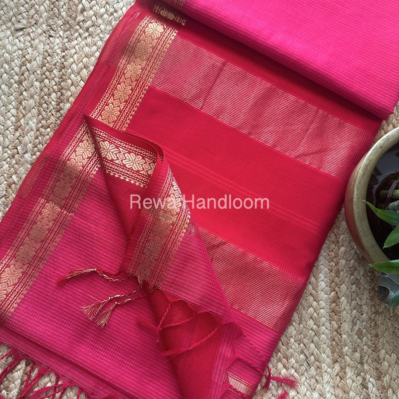 Maheshwari Rani Pink Garbha Reshami Silk Saree GS236