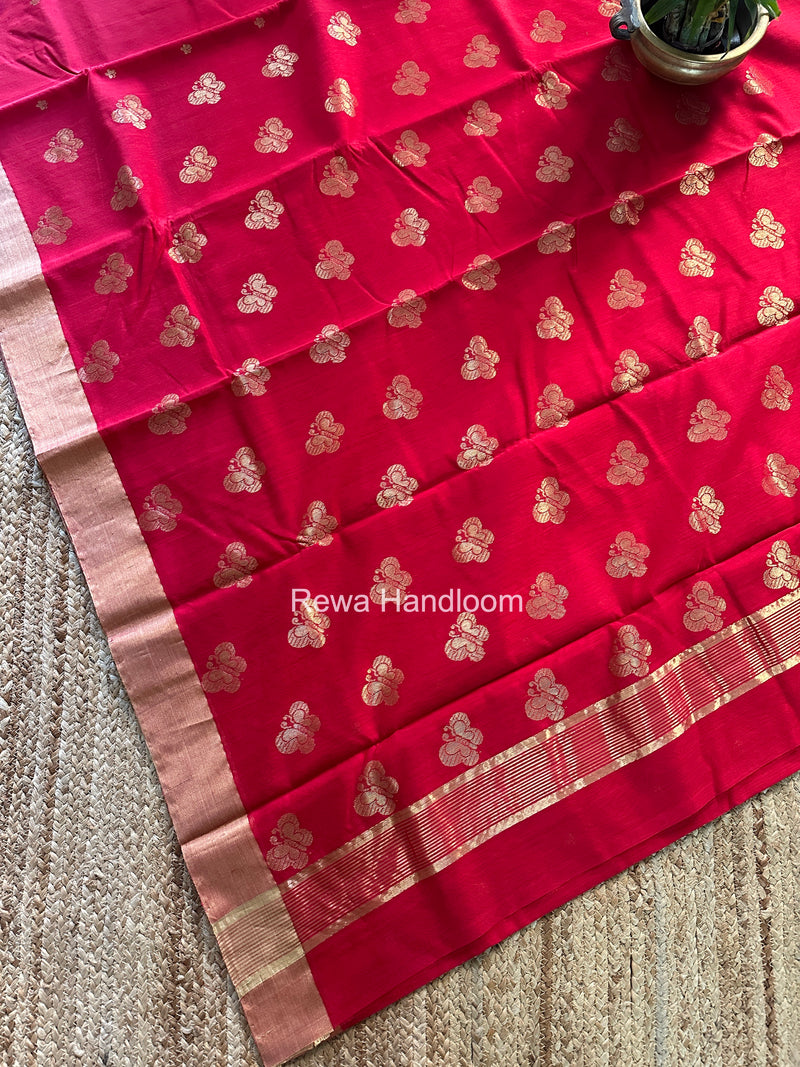 Red Chanderi Butta Silk Saree BSC034
