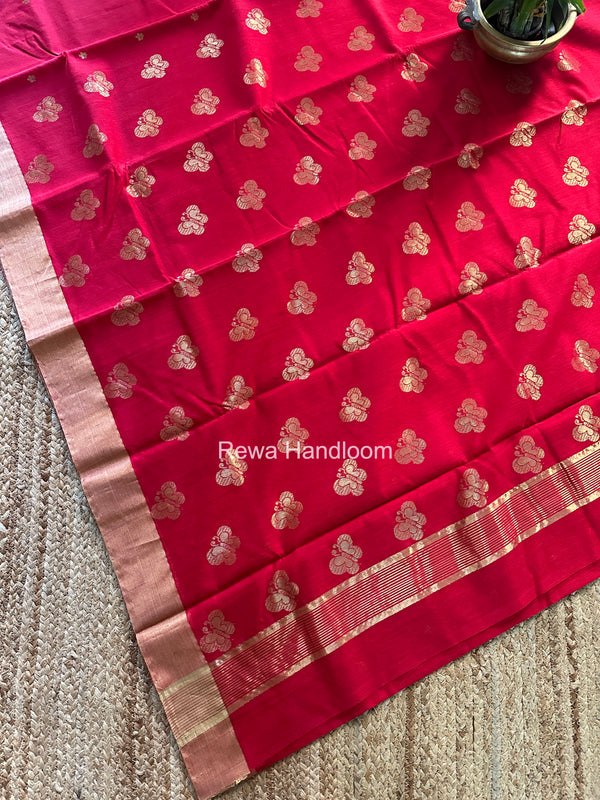 Red Chanderi Butta Silk Saree BSC034