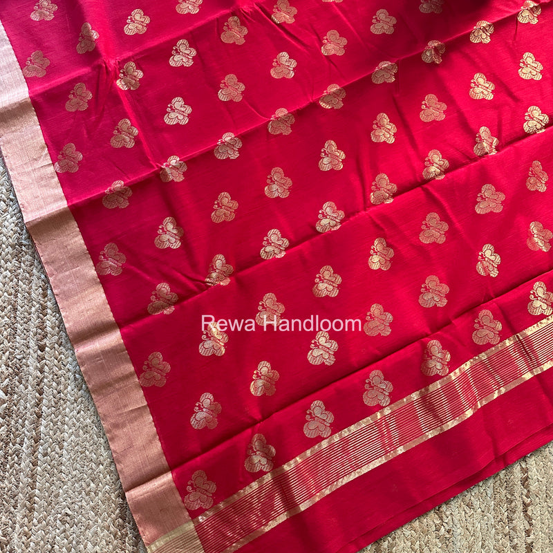Red Chanderi Butta Silk Saree BSC034