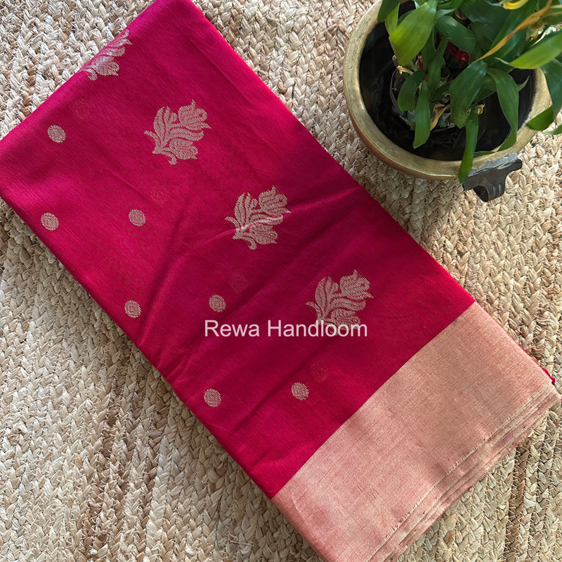 Rani Pink Chanderi Butta Silk Saree BSC035
