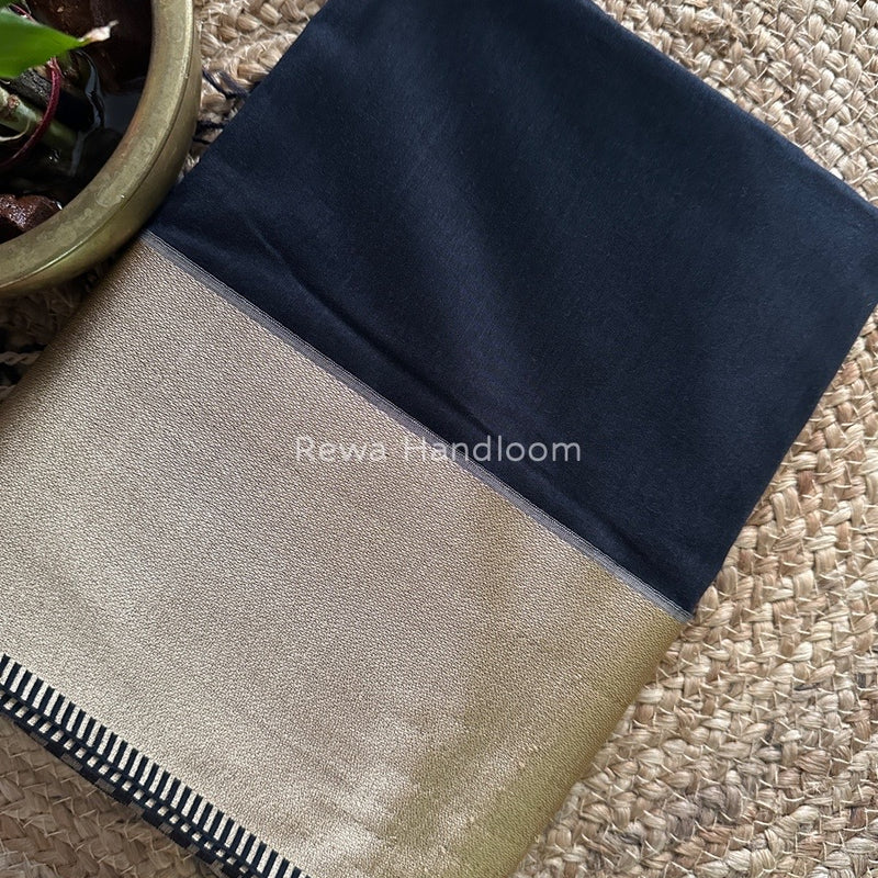 Maheshwari Black Resham Thread Border Saree RTS037