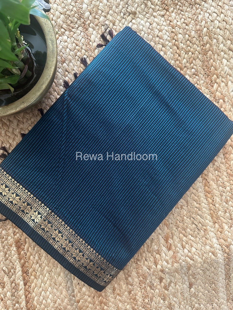 Maheshwari Blue Garbha Reshami Silk Saree GS238