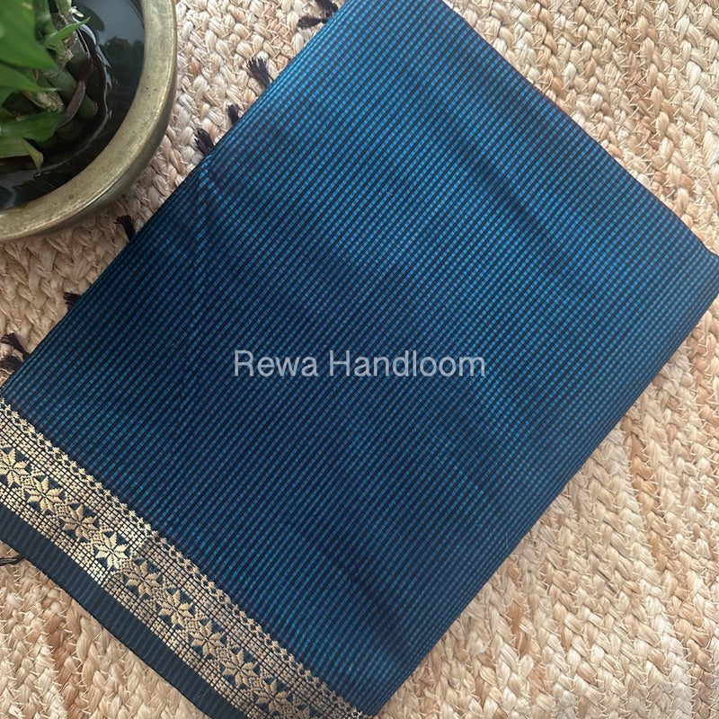 Maheshwari Blue Garbha Reshami Silk Saree GS238