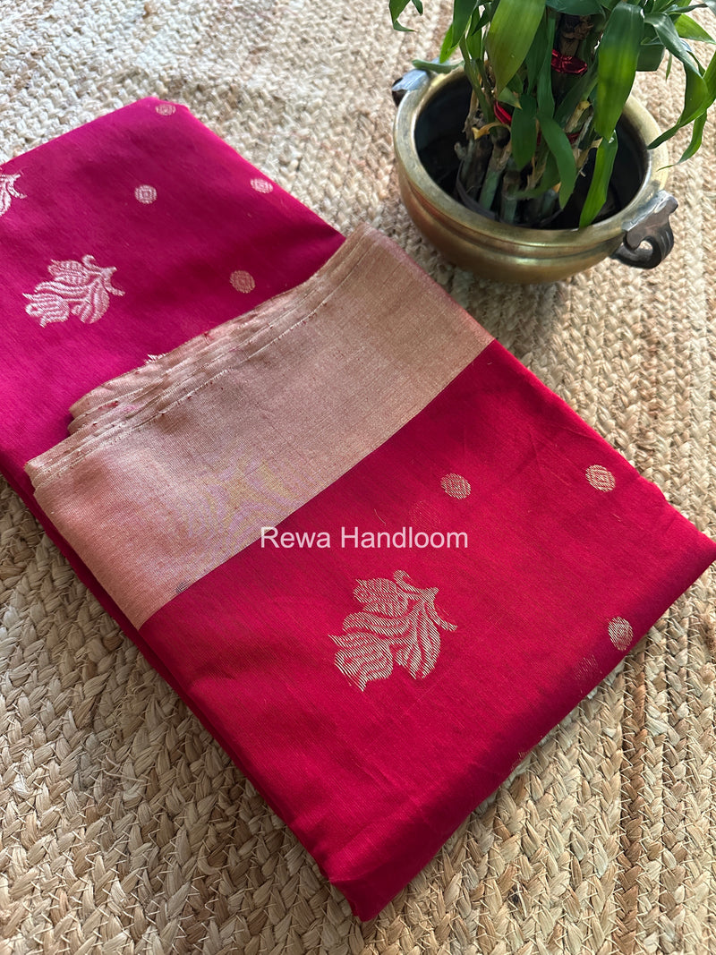 Rani Pink Chanderi Butta Silk Saree BSC035