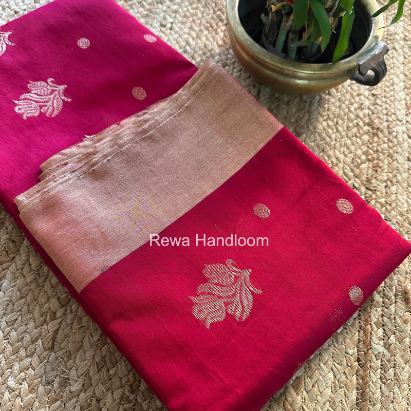 Rani Pink Chanderi Butta Silk Saree BSC035