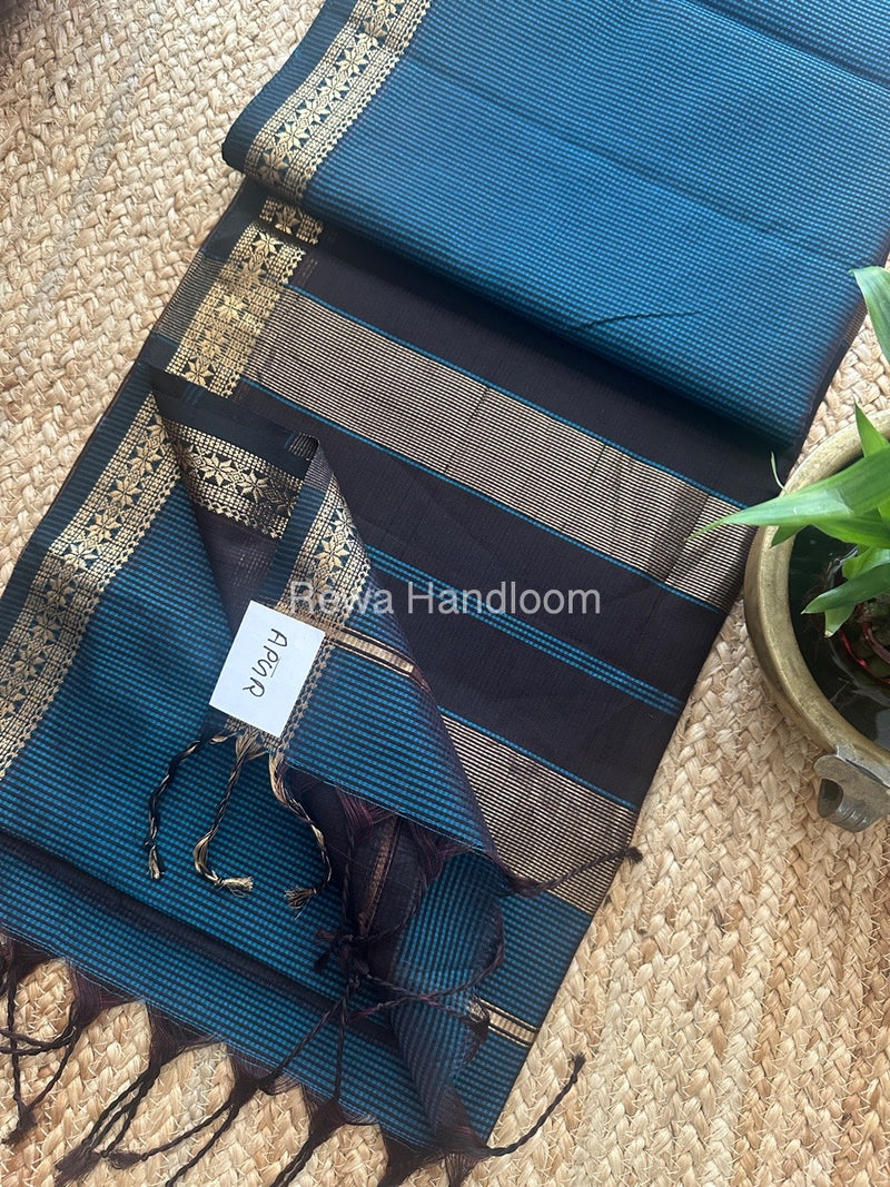 Maheshwari Blue Garbha Reshami Silk Saree GS238