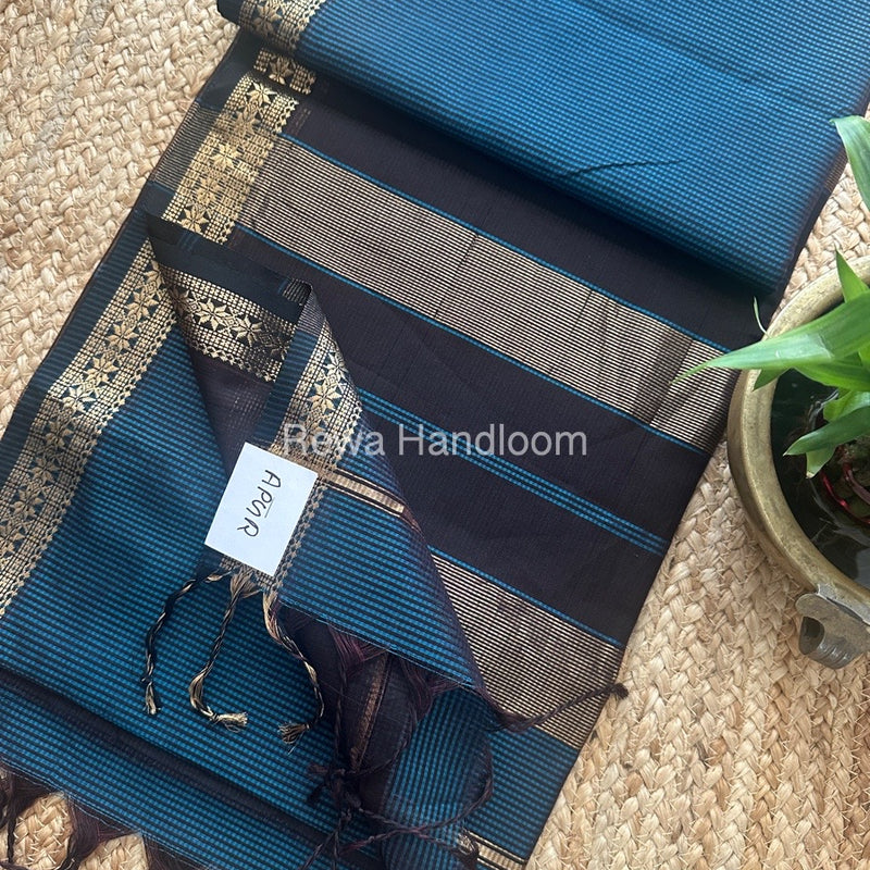 Maheshwari Blue Garbha Reshami Silk Saree GS238