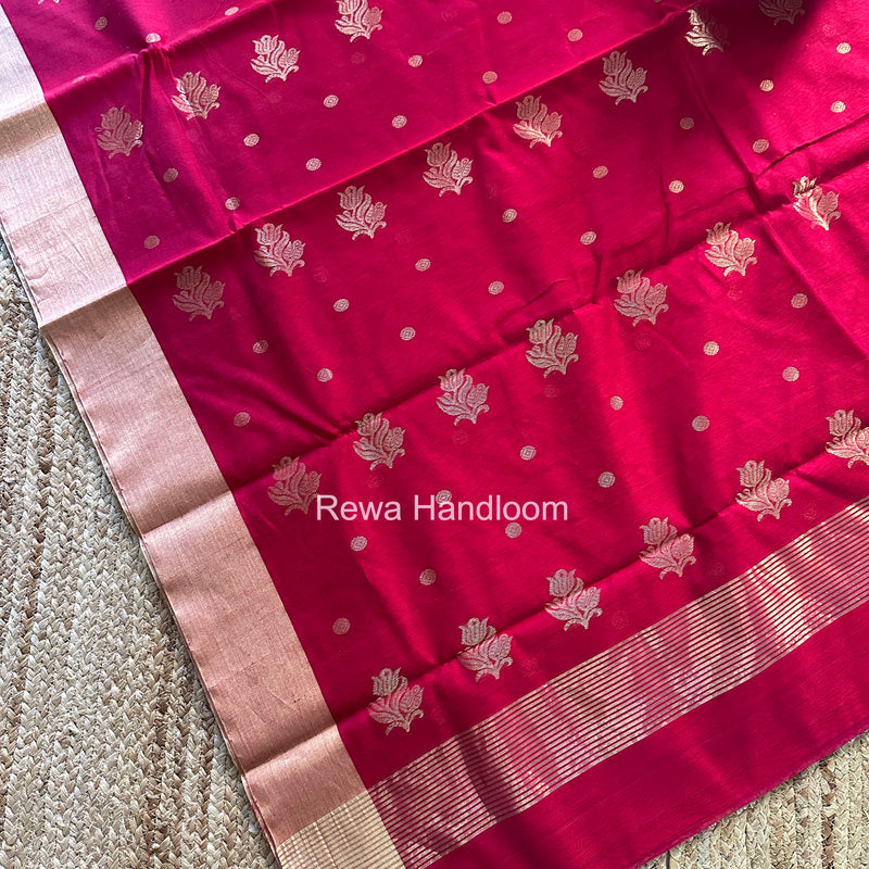 Rani Pink Chanderi Butta Silk Saree BSC035