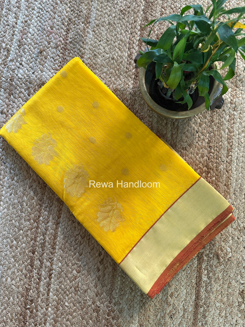Lemon Yellow Chanderi Butta Silk Saree BSC036