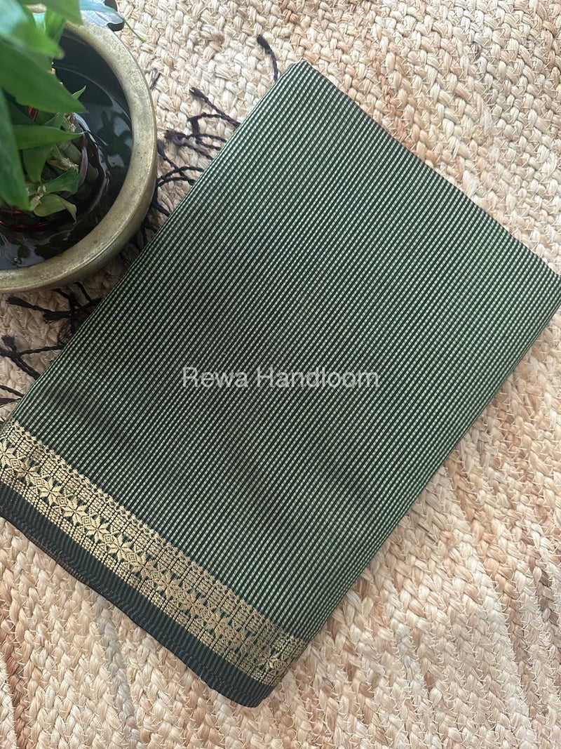 Maheshwari Pista Green Garbha Reshami Silk Saree GS235