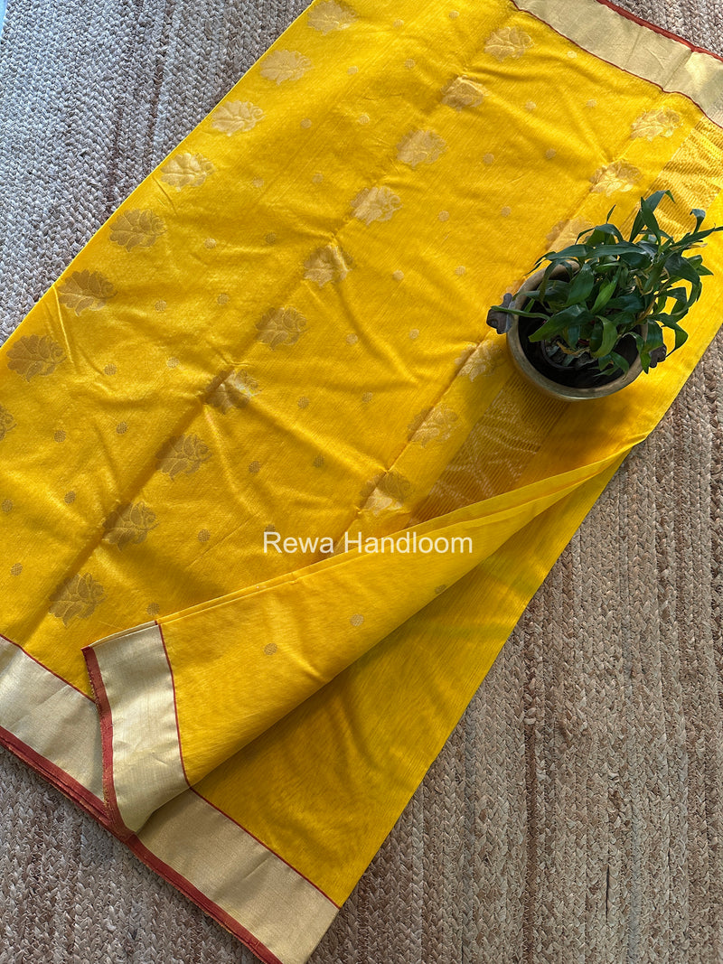 Lemon Yellow Chanderi Butta Silk Saree BSC036