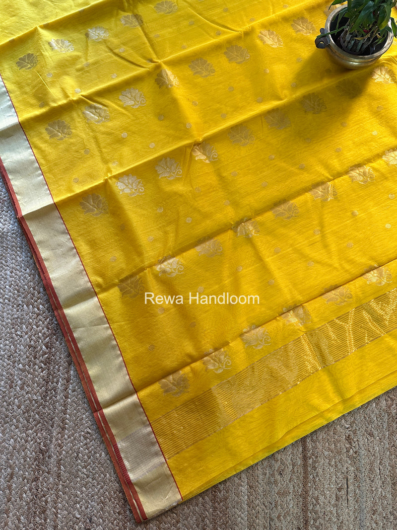 Lemon Yellow Chanderi Butta Silk Saree BSC036