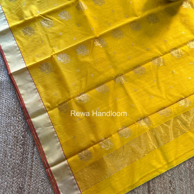Lemon Yellow Chanderi Butta Silk Saree BSC036