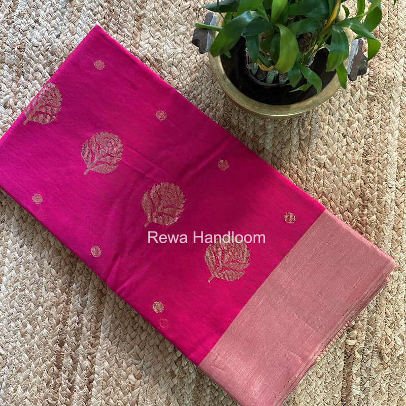 Rani Pink Chanderi Butta Silk Saree BSC027