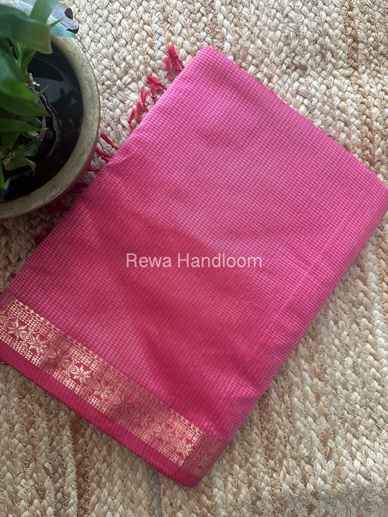 Maheshwari Pink Garbha Reshami Silk Saree GS241
