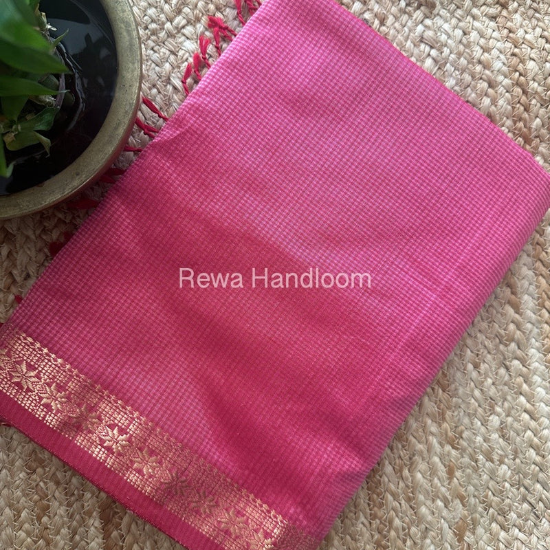 Maheshwari Pink Garbha Reshami Silk Saree GS241