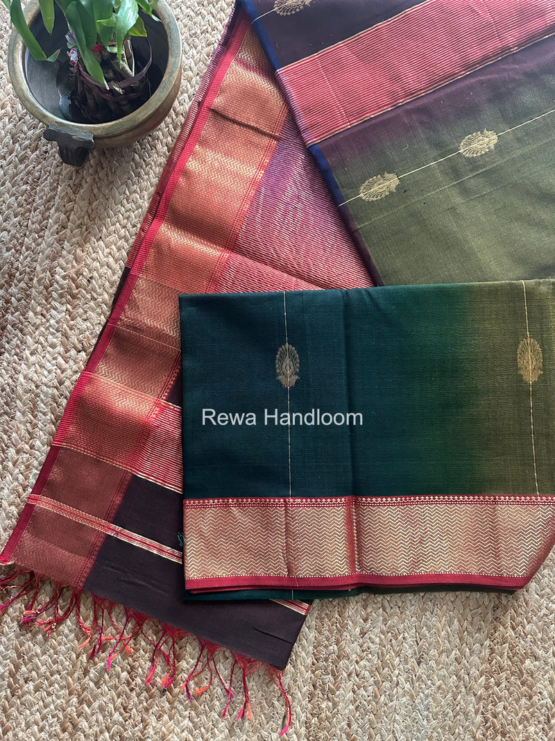 Maheshwari Green Shaded Butta Saree BLSS011