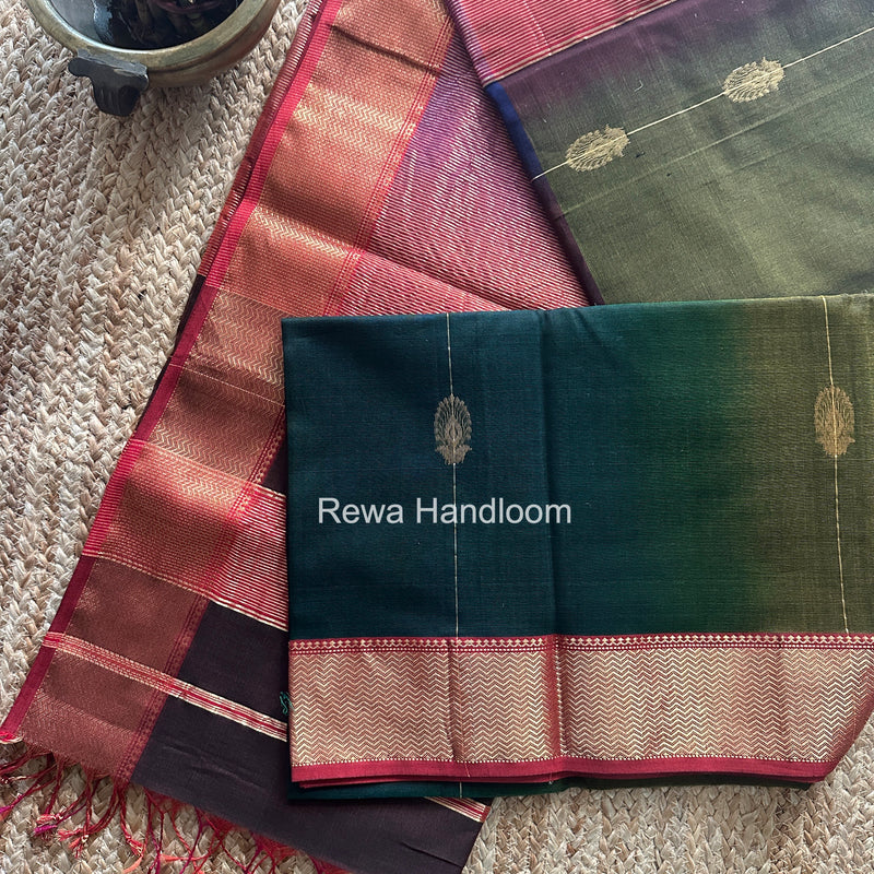 Maheshwari Green Shaded Butta Saree BLSS011
