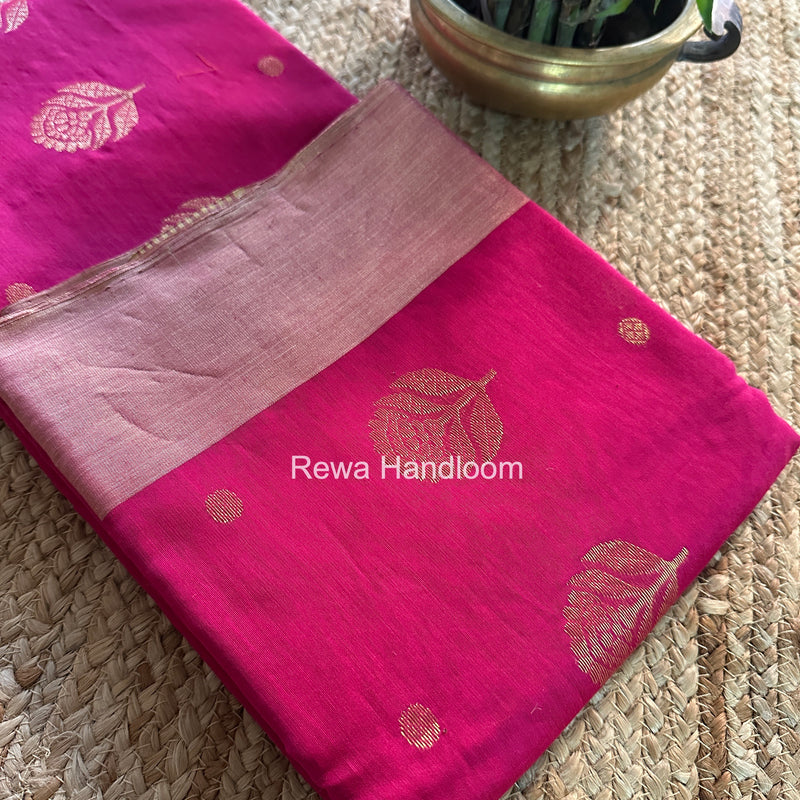 Rani Pink Chanderi Butta Silk Saree BSC027