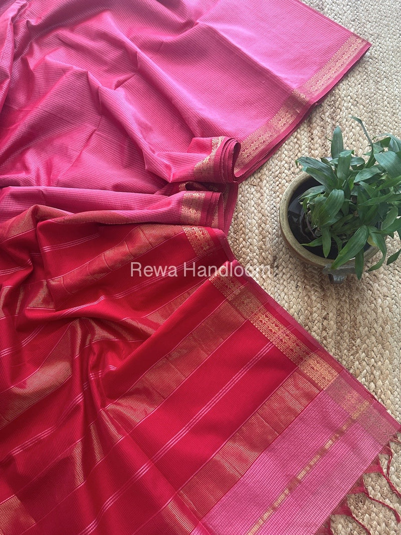 Maheshwari Pink Garbha Reshami Silk Saree GS241