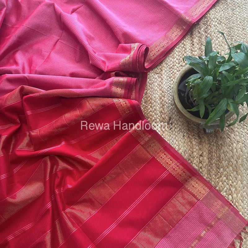Maheshwari Pink Garbha Reshami Silk Saree GS241