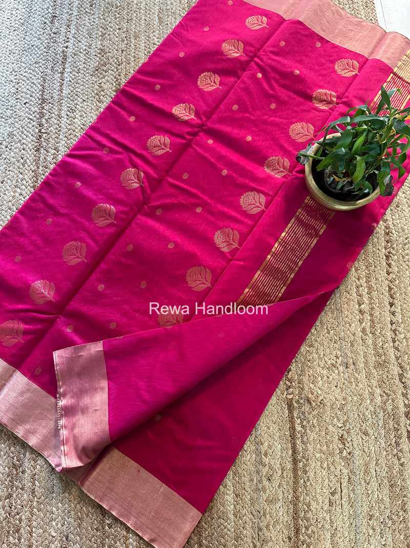 Rani Pink Chanderi Butta Silk Saree BSC027