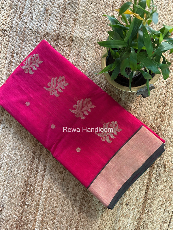 Rani Pink Chanderi Butta Silk Saree BSC039