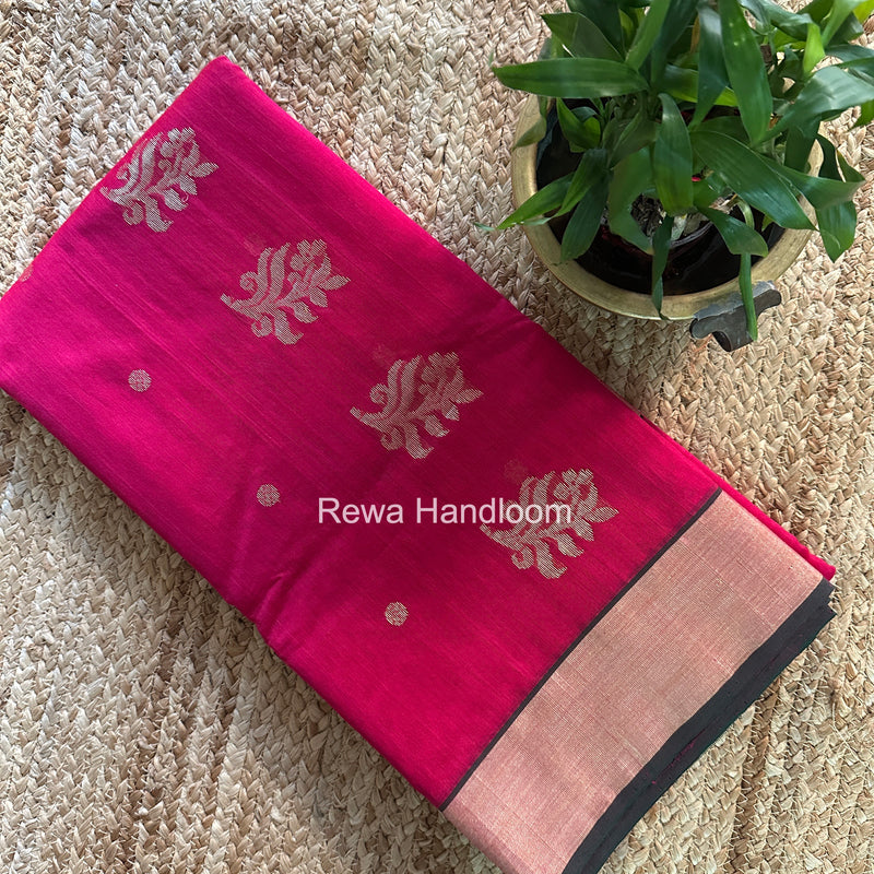 Rani Pink Chanderi Butta Silk Saree BSC039