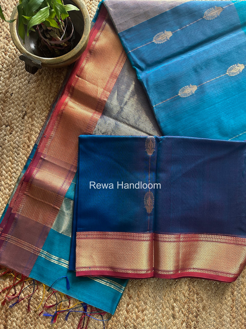 Maheshwari Rama Green Shaded Butta Saree BLSS010