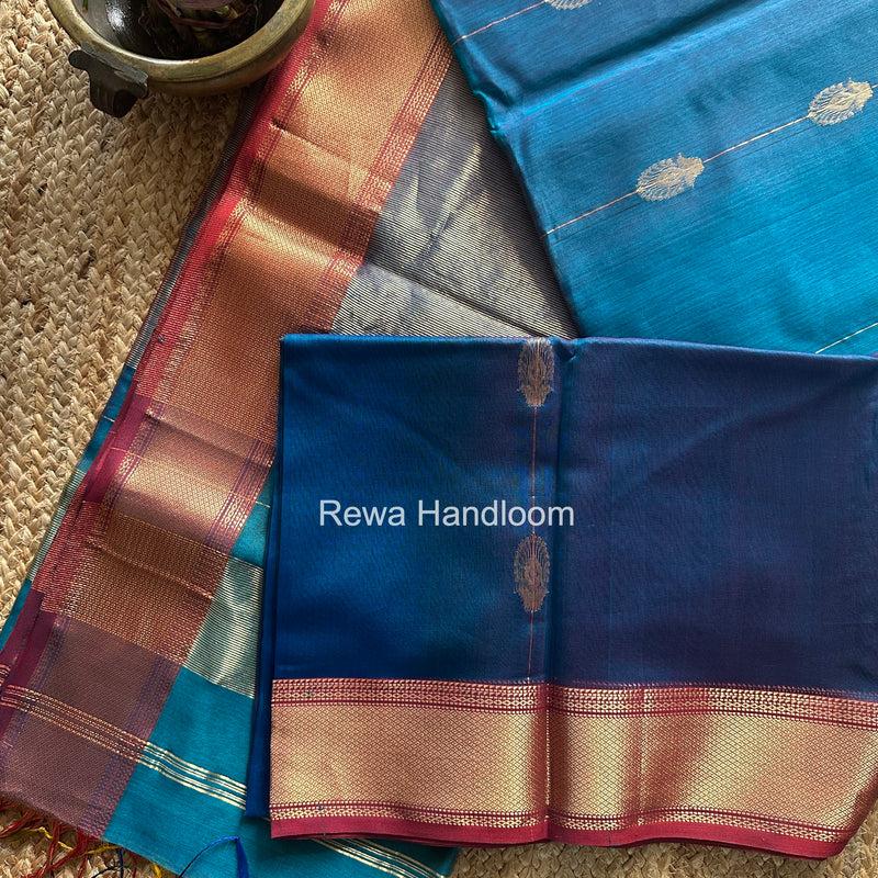 Maheshwari Rama Green Shaded Butta Saree BLSS010