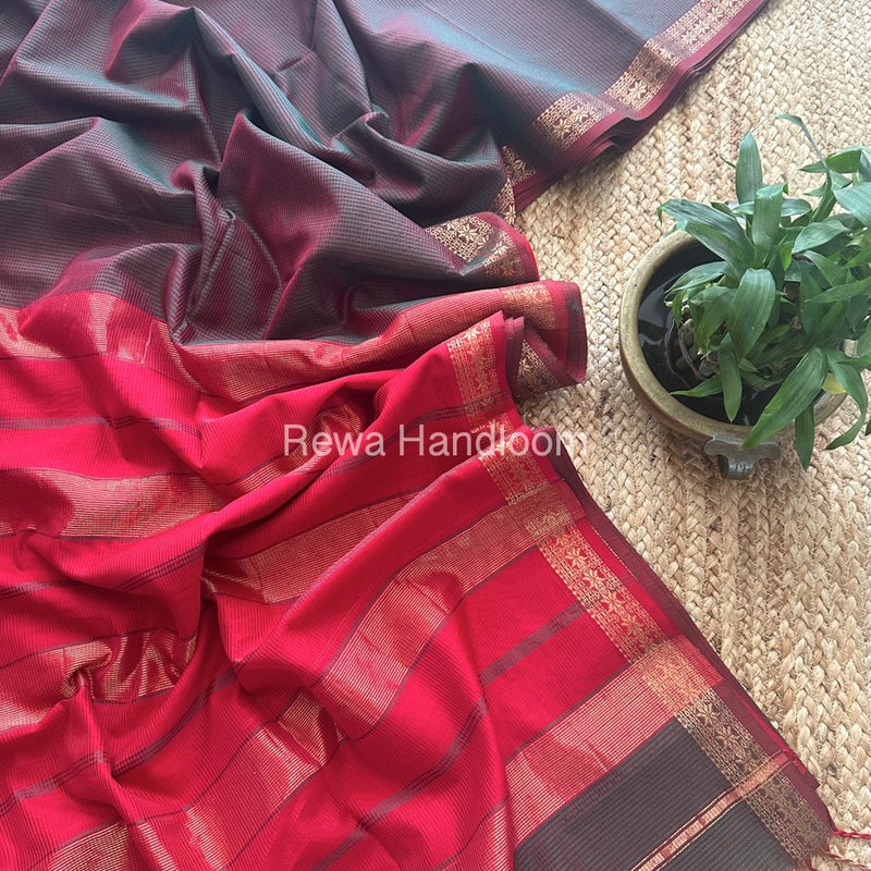 Maheshwari Green Garbha Reshami Silk Saree GS242