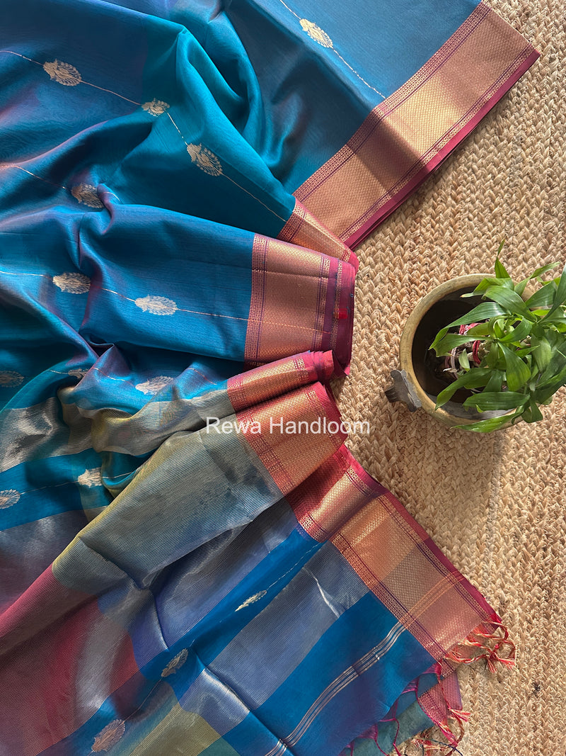 Maheshwari Rama Green Shaded Butta Saree BLSS010