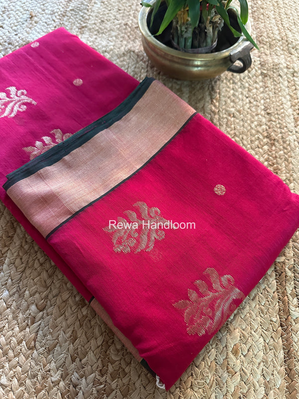 Rani Pink Chanderi Butta Silk Saree BSC039