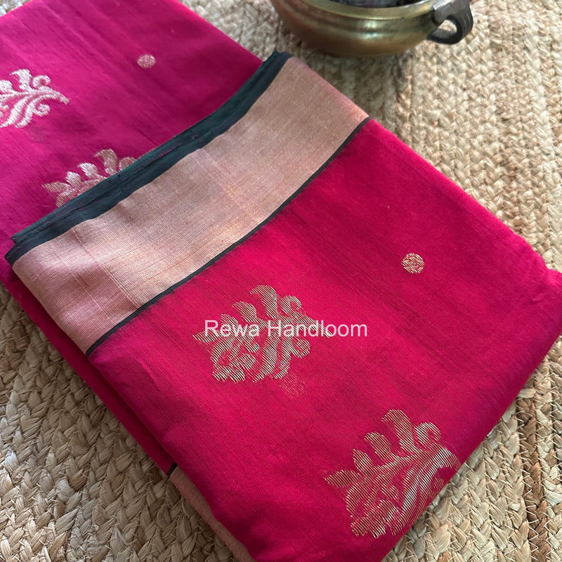 Rani Pink Chanderi Butta Silk Saree BSC039