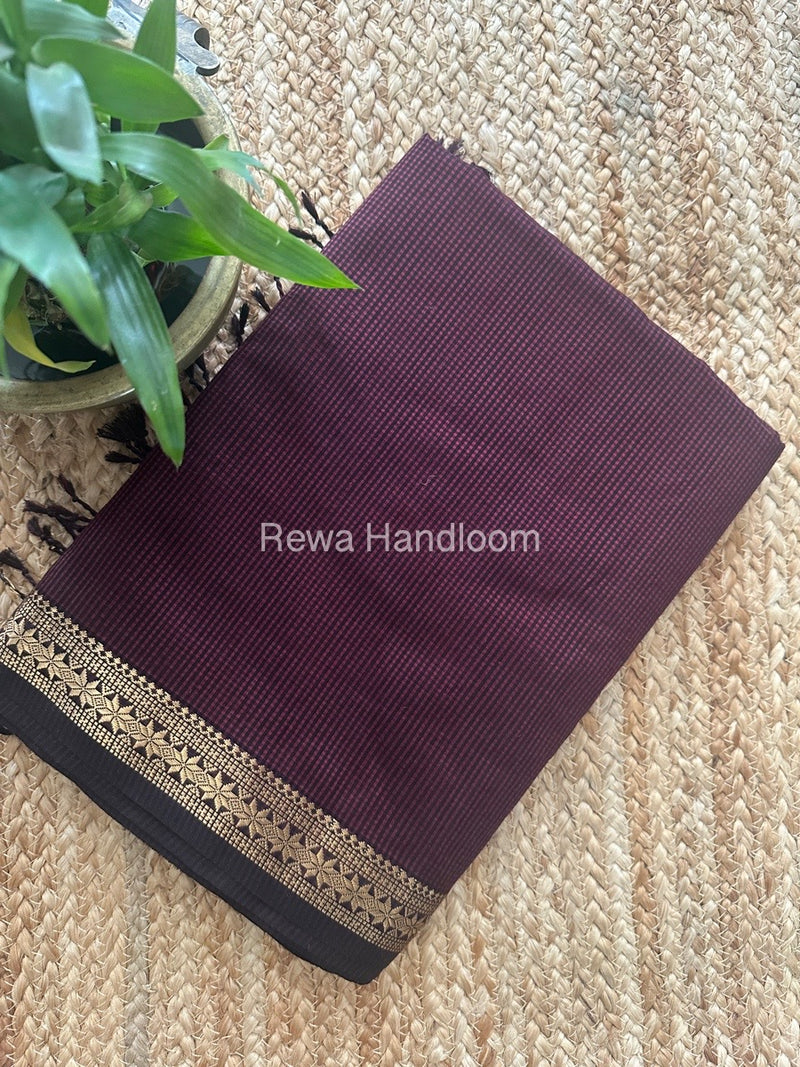 Maheshwari Wine Garbha Reshami Silk Saree GS239