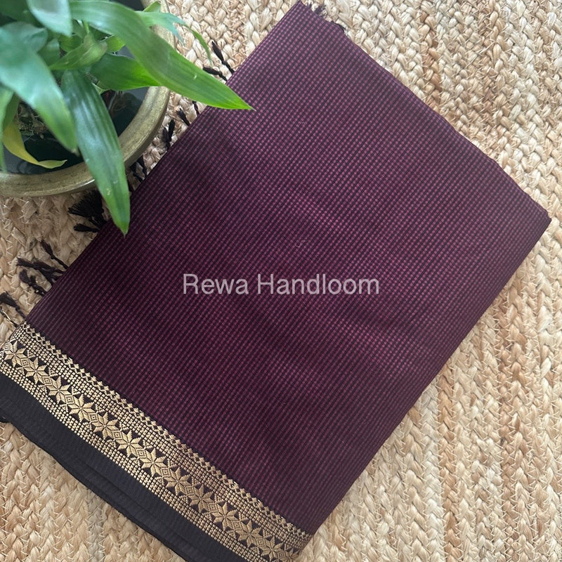 Maheshwari Wine Garbha Reshami Silk Saree GS239