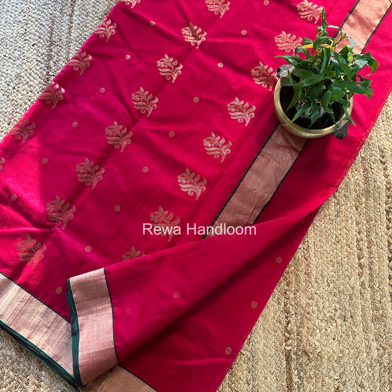 Rani Pink Chanderi Butta Silk Saree BSC039