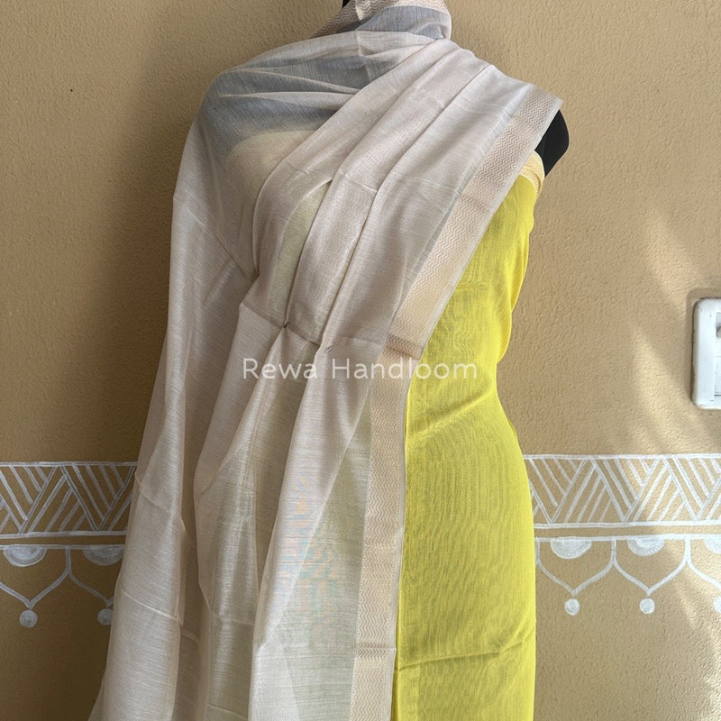 Maheshwari Yellow-Off White Tissue Buta Dress Material TPT060