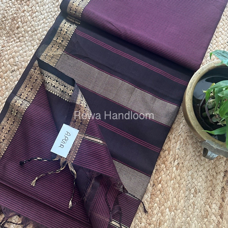 Maheshwari Wine Garbha Reshami Silk Saree GS239