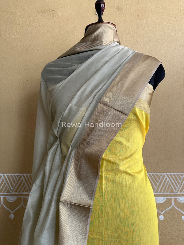 Maheshwari Yellow-Beige Resham Border Dress Material BRD018