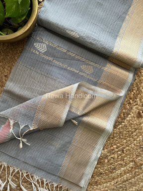 Grey Zari Butti ~ Maheshwari Saree-KJS03