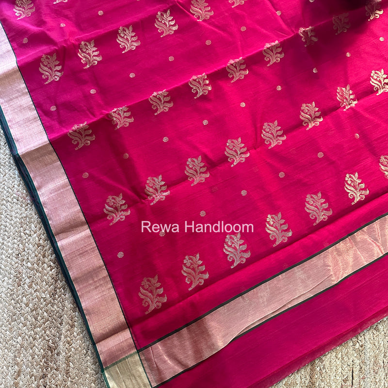 Rani Pink Chanderi Butta Silk Saree BSC039
