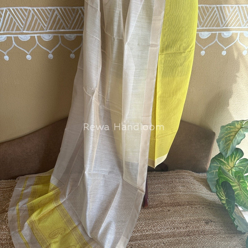 Maheshwari Yellow-Off White Tissue Buta Dress Material TPT060