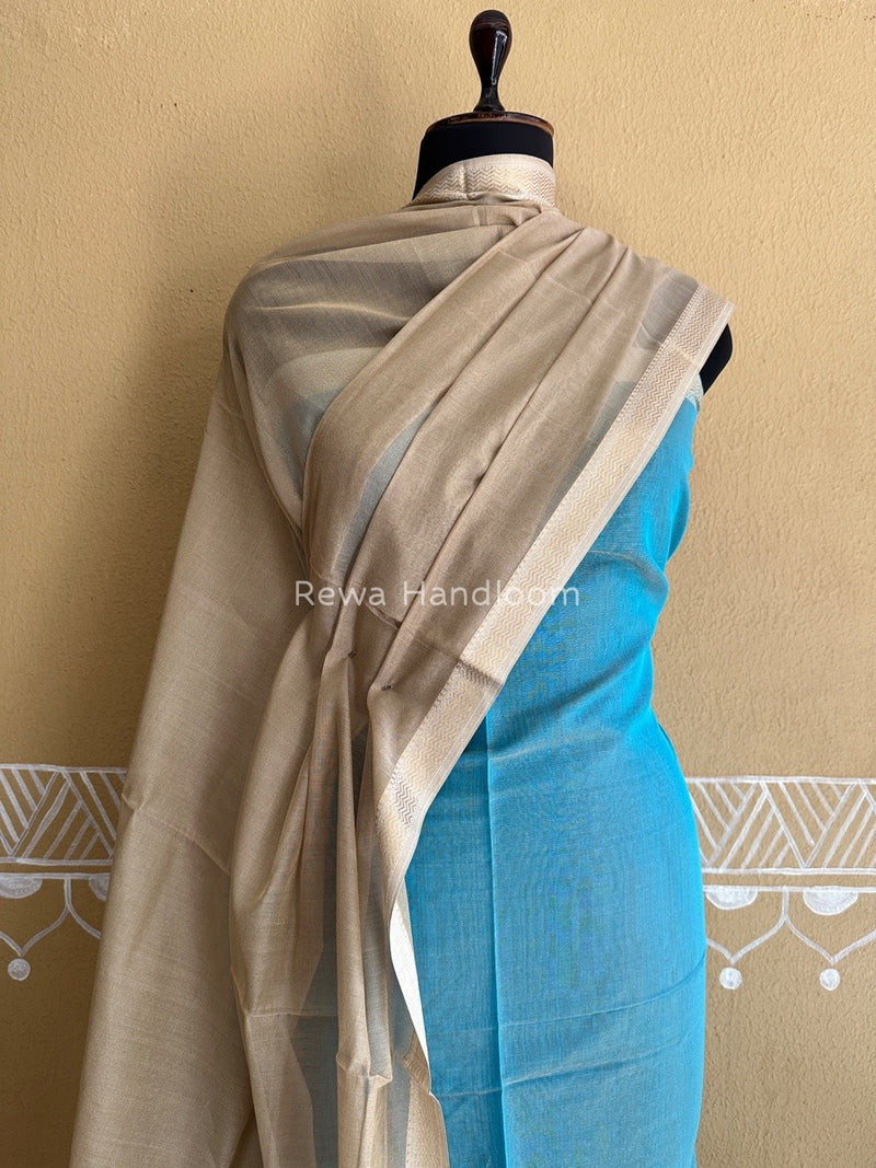 Maheshwari Firozi-Beige Tissue Buta Dress Material TPT052