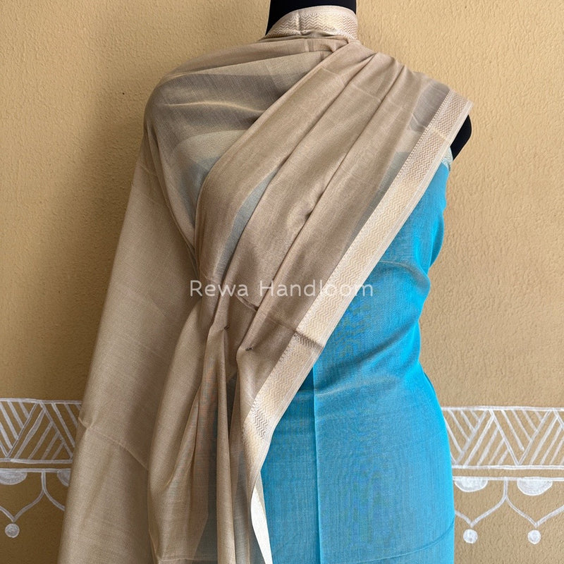 Maheshwari Firozi-Beige Tissue Buta Dress Material TPT052