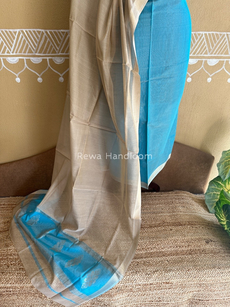 Maheshwari Firozi-Beige Tissue Buta Dress Material TPT052