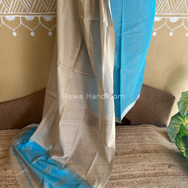 Maheshwari Firozi-Beige Tissue Buta Dress Material TPT052